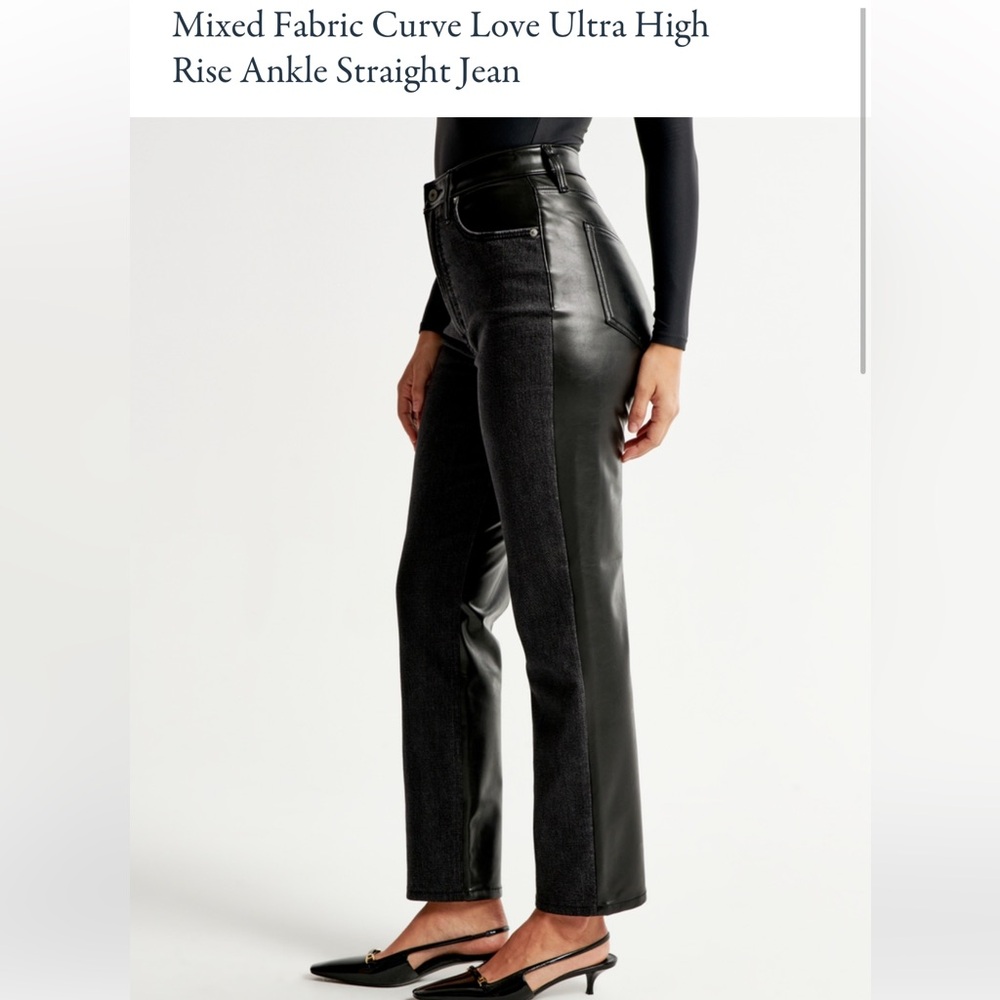 Abercrombie black leather mixed fabric 25 ankle L ultra high rise jeans